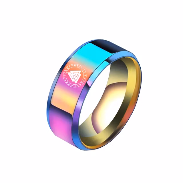 Ring Valknut Futhark (Flera färger)