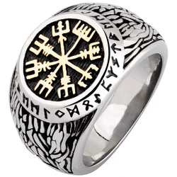 Ring Vegvisir Runic writing (Several colors)