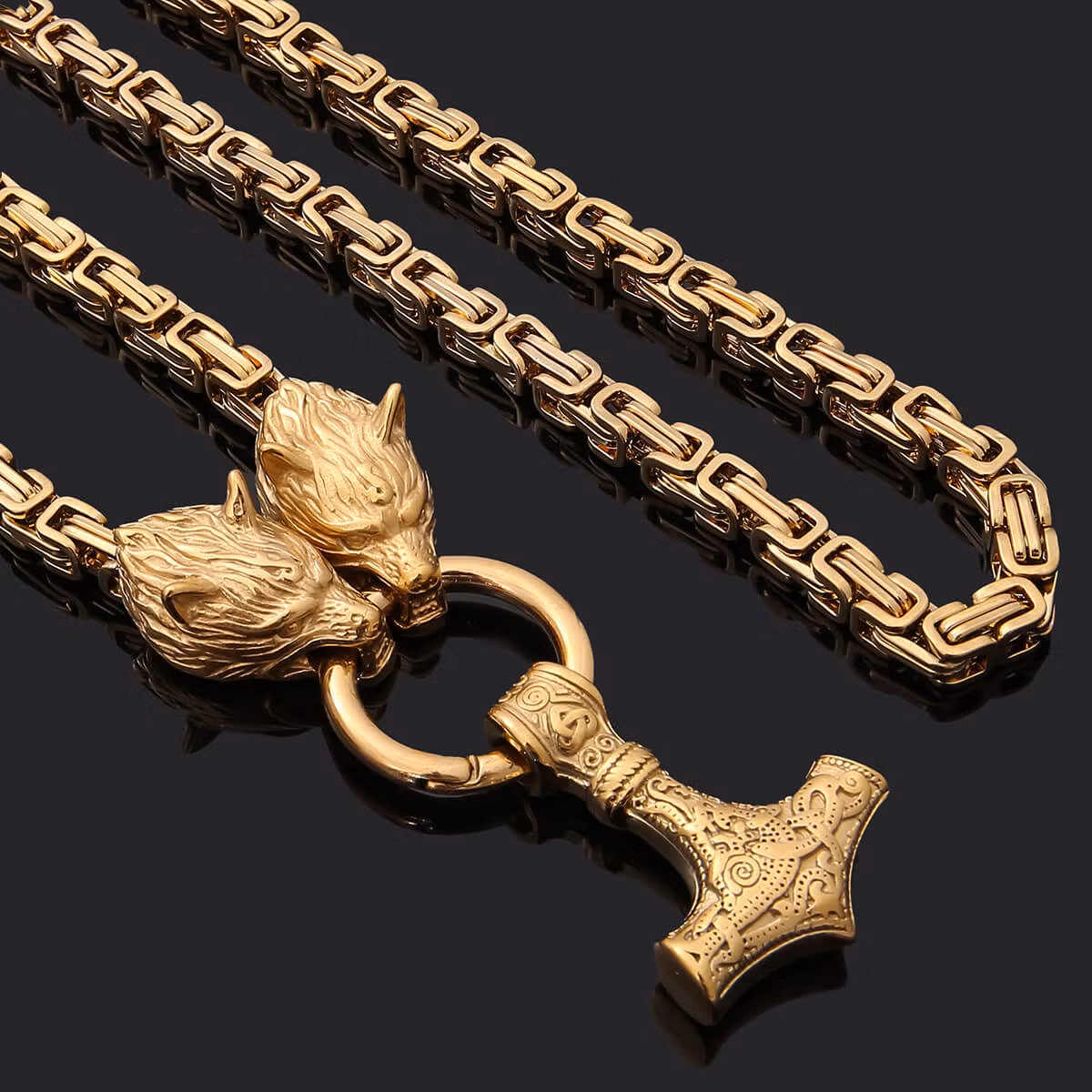 Necklace Pure Golden Wolves