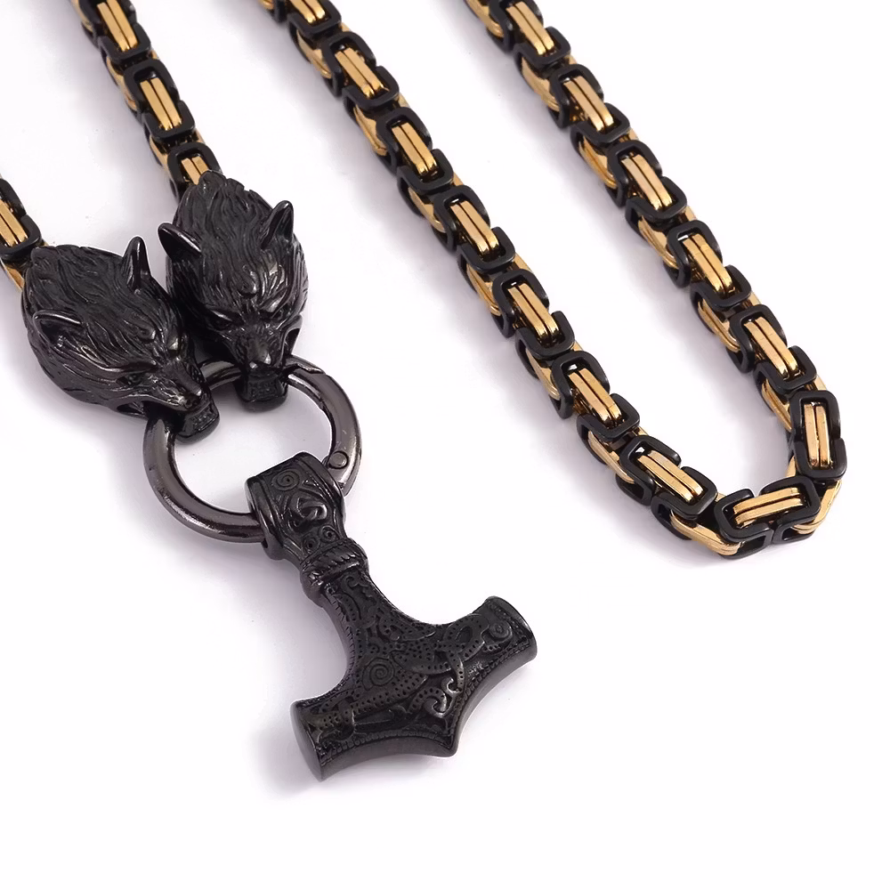 Halsband Black Golden Wolves