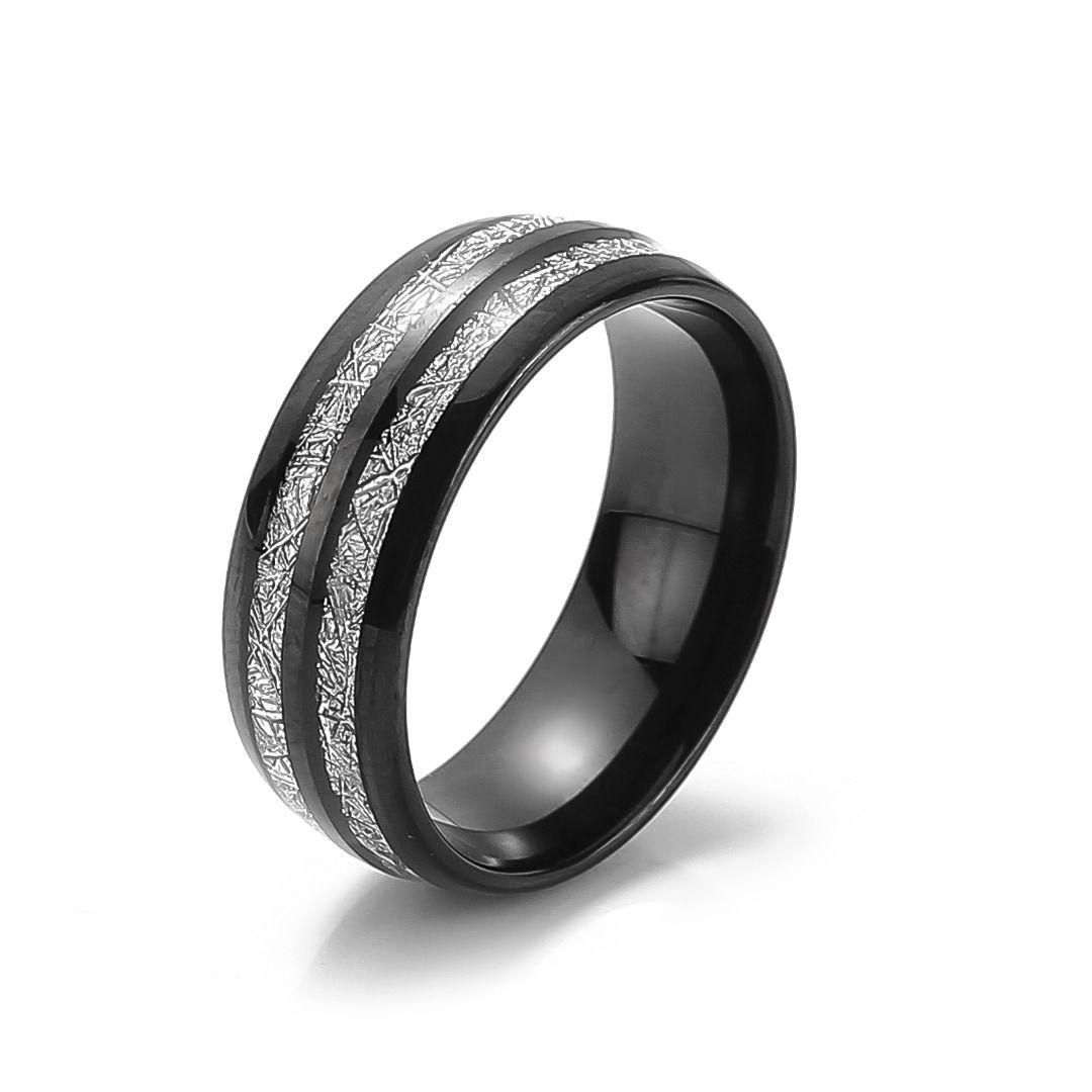 Ring Black Beauty Lines Tungsten
