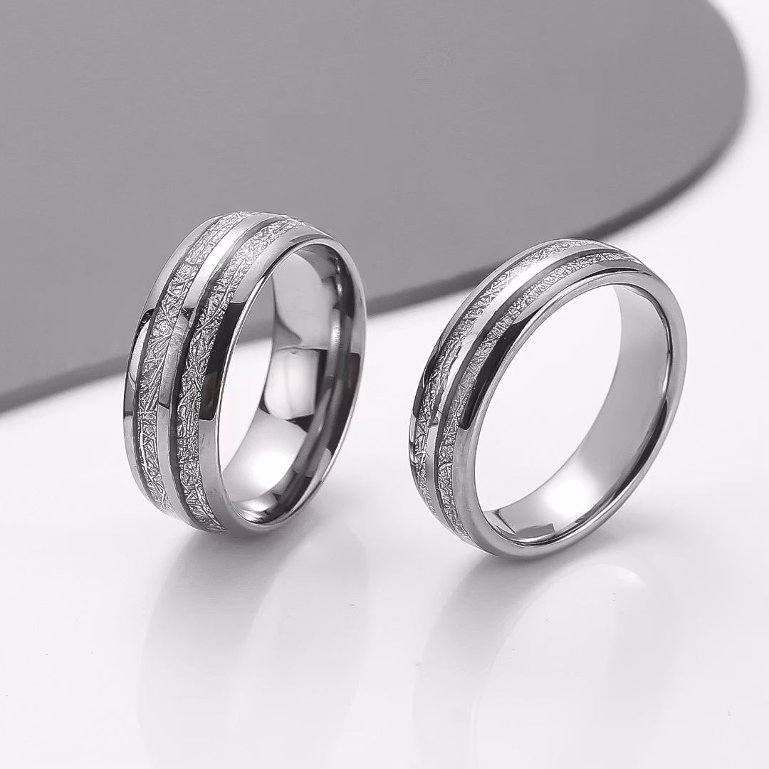 Ring Silver Beauty Lines Tungsten