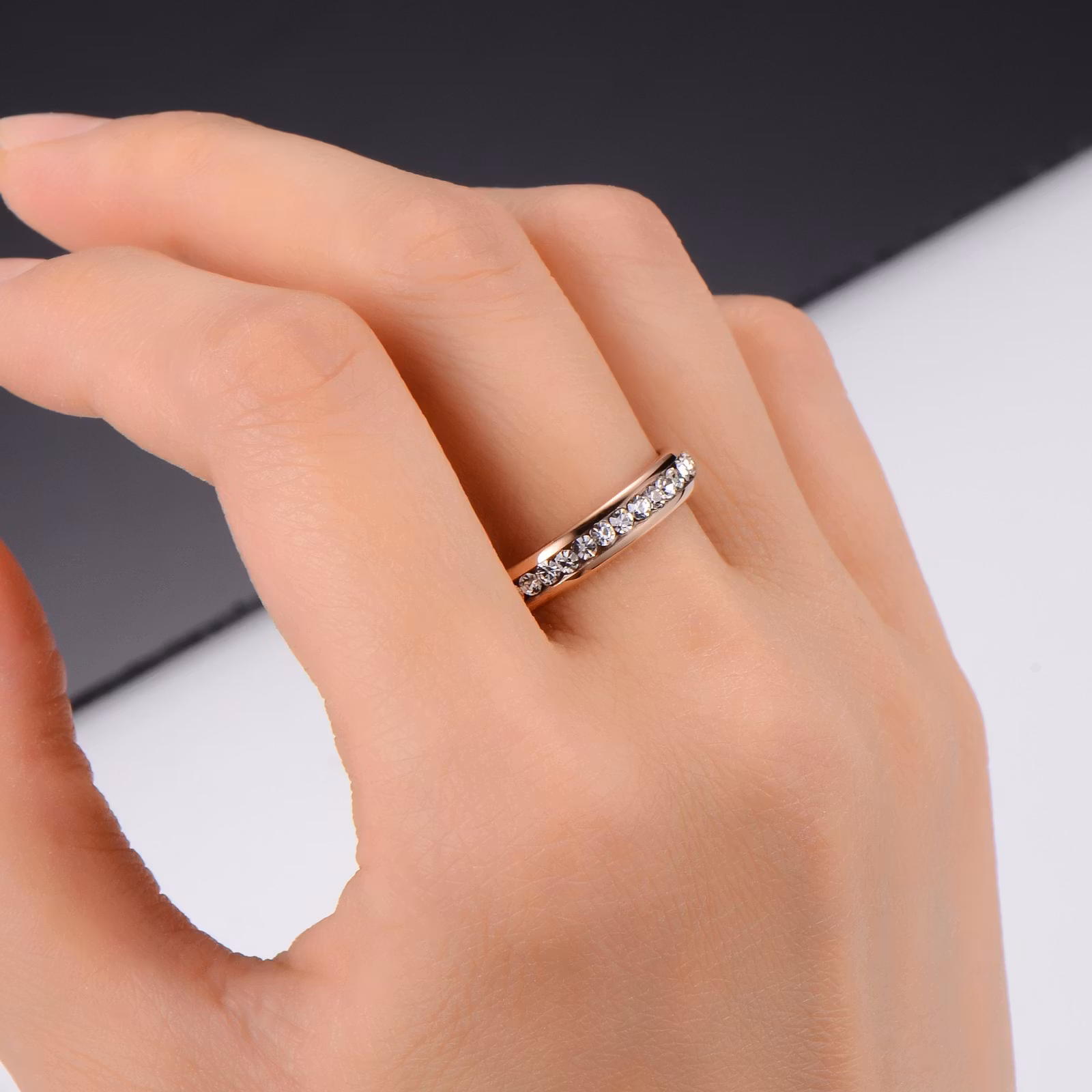 Ring Rosé Zirconia Tungsten
