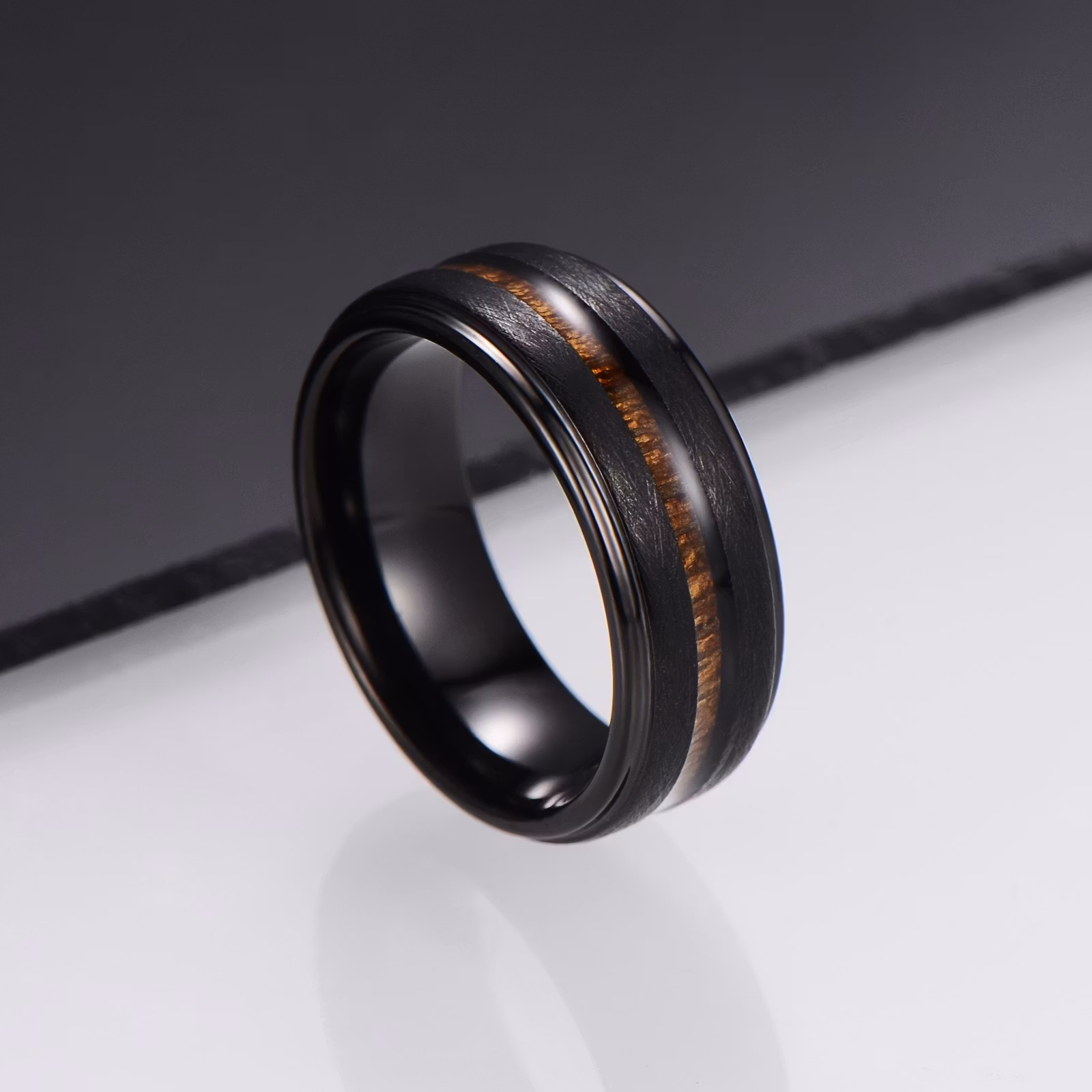 Ring Black Wood Tungsten