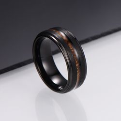 Ring Black Wood Tungsten