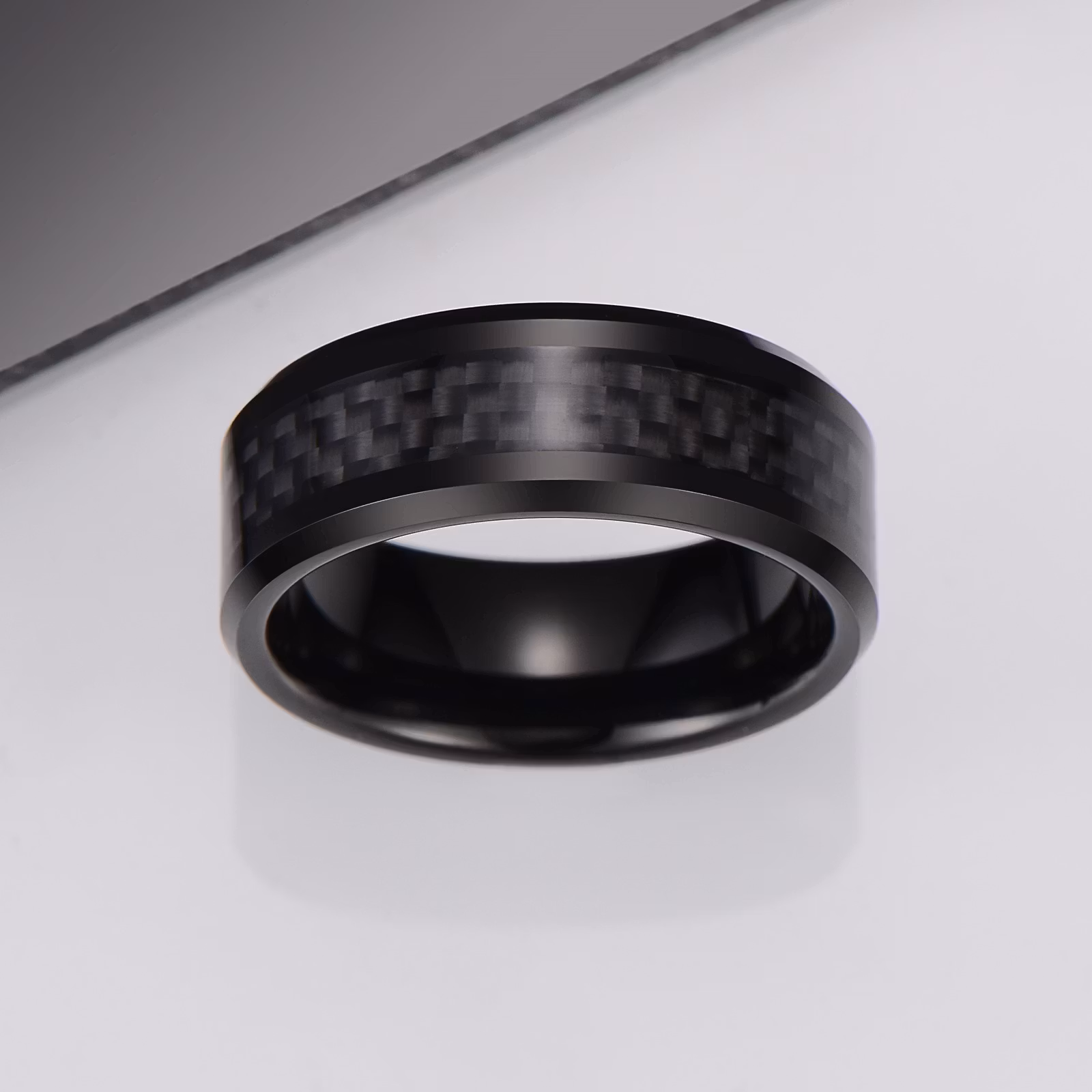 Ring Black Chess Tungsten