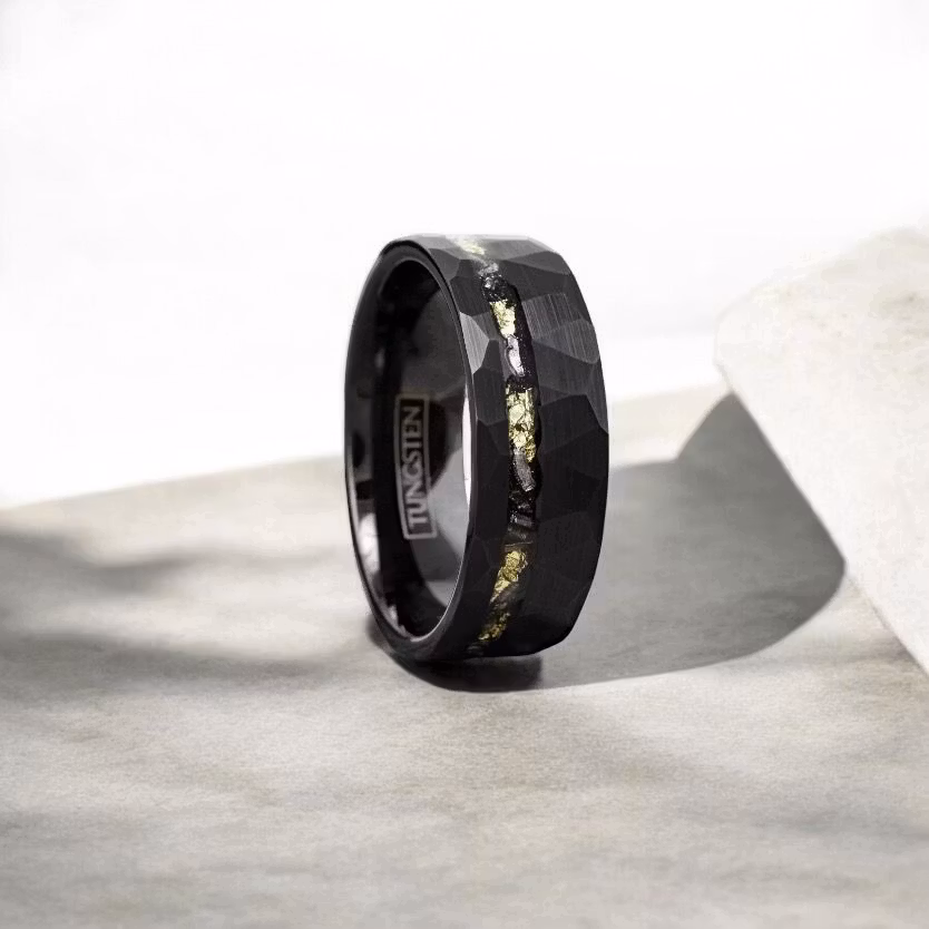Ring Black Crystals Tungsten