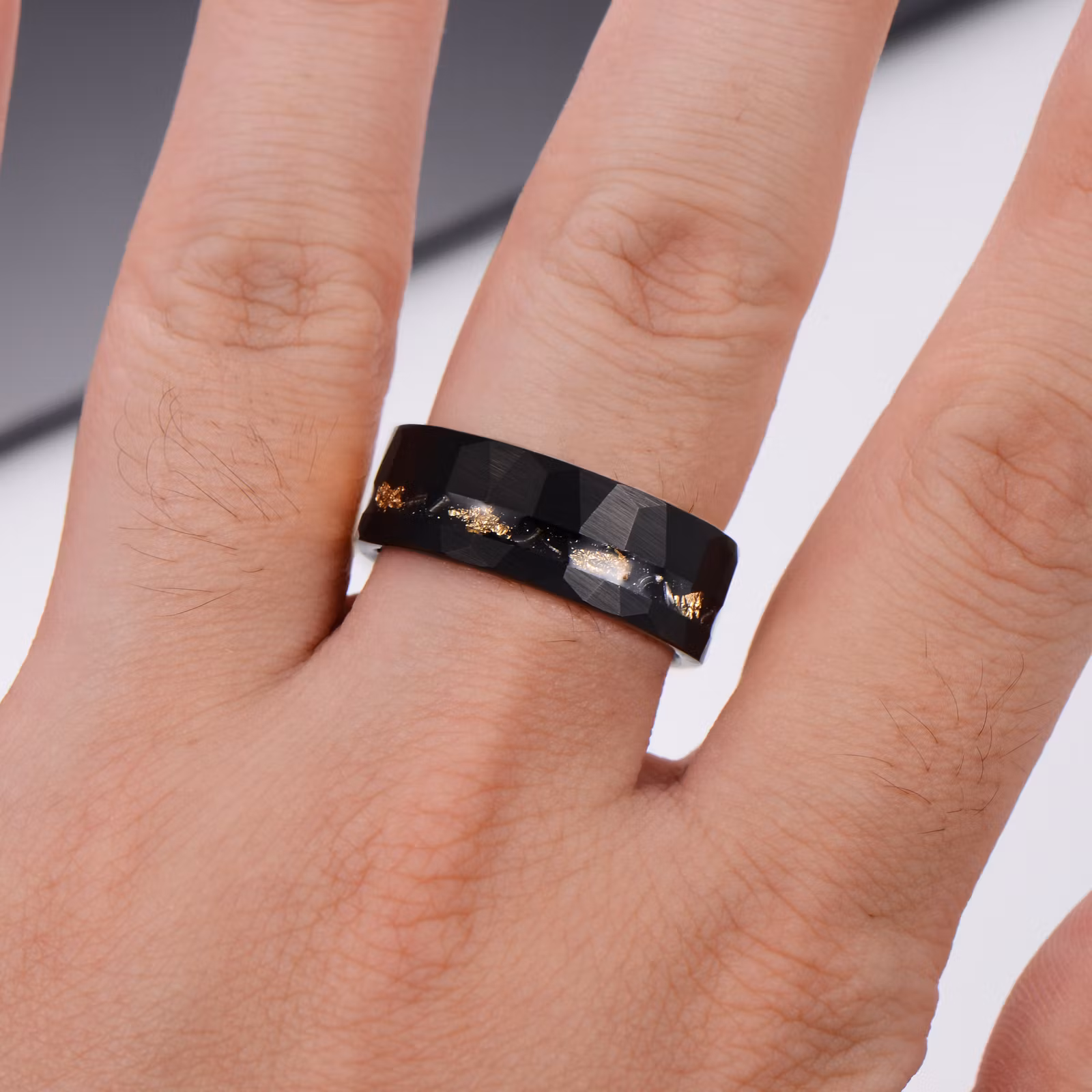 Ring Black Crystals Tungsten