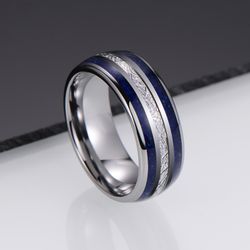 Ring Blue Beauty Lines Tungsten