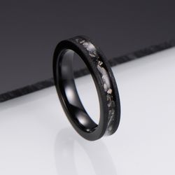 Ring Black Crystals Tungsten 4mm