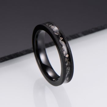 Ring Black Crystals Tungsten 4mm