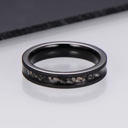 Ring Black Crystals Tungsten 4mm