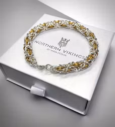 Bracelet Kungslänk in 925 silver with brass details