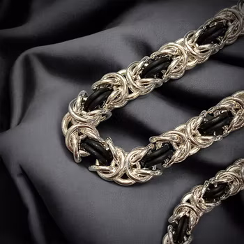 Armbånd King's Link i 925 sølv med gummidetaljer