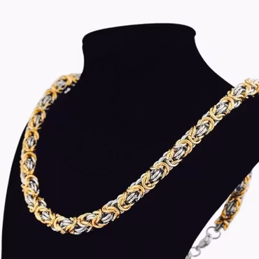 Halsband Kungslänk i 925 silver med mässingsdetaljer