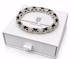 Bracelet King's Link in 925 silver with rubber details