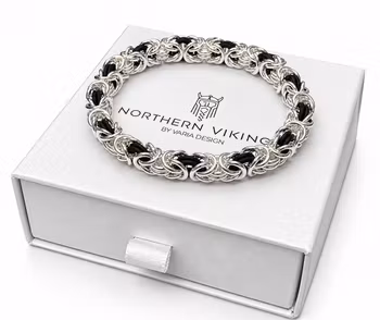 Armbånd King's Link i 925 sølv med gummidetaljer