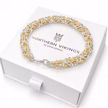 Bracelet Kungslänk in 925 silver with brass details