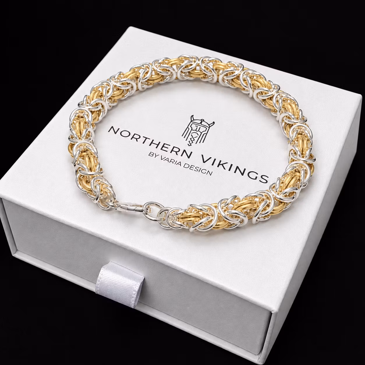 Armband Kungslänk i 925 silver med mässingsdetaljer