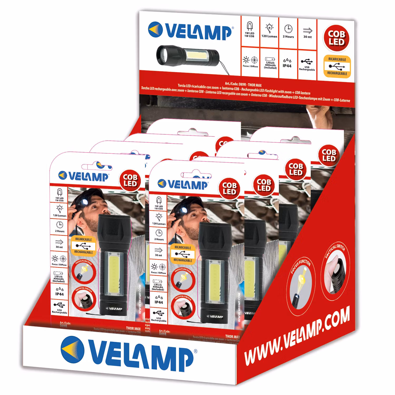 Velamp Ficklampa + sidoljus 120LM