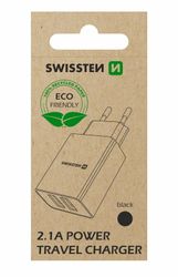 SWISSTEN Adapter 2x USB 2,1A Svart
