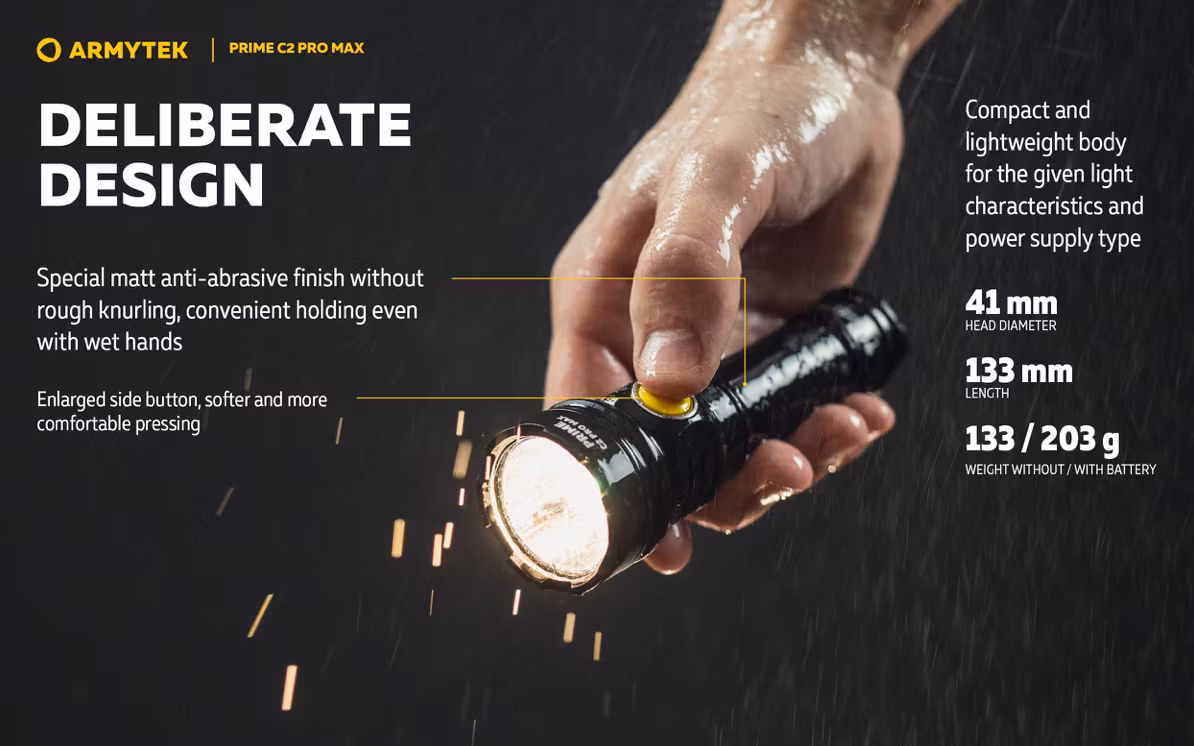 Armytek Prime C2 Pro MAX Magnet Laddning 4000 Lumen