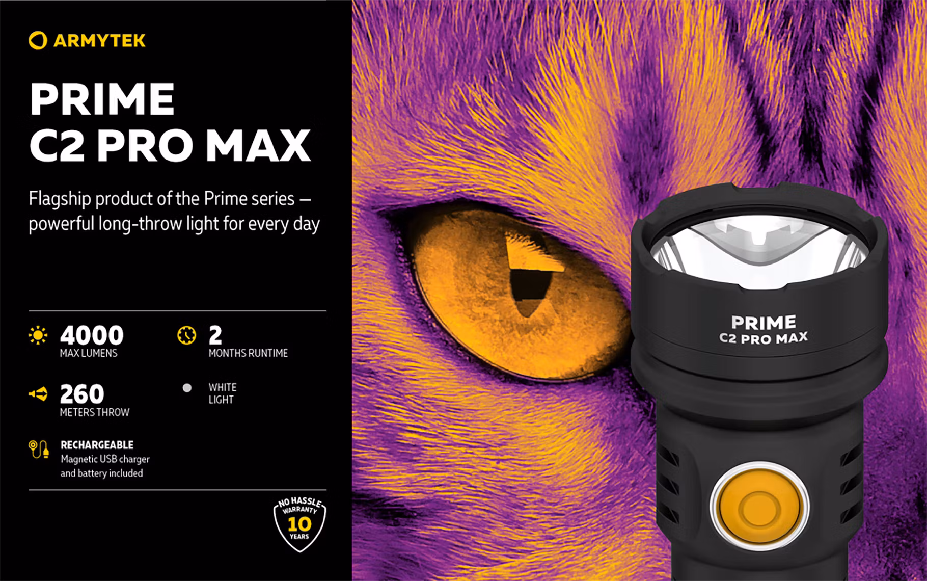 Armytek Prime C2 Pro MAX Magnet Laddning 4000 Lumen