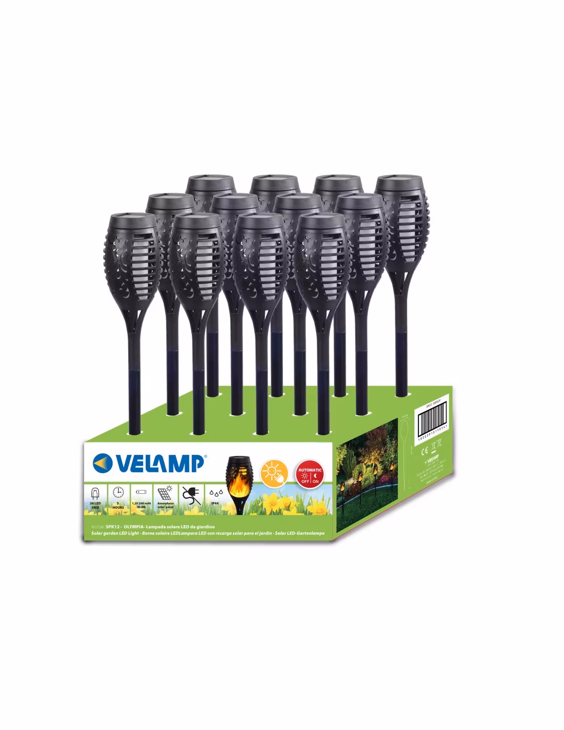 VELAMP Solcell fackla LED