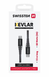 Swissten Kevlar USB-C till USB-C 1,5m