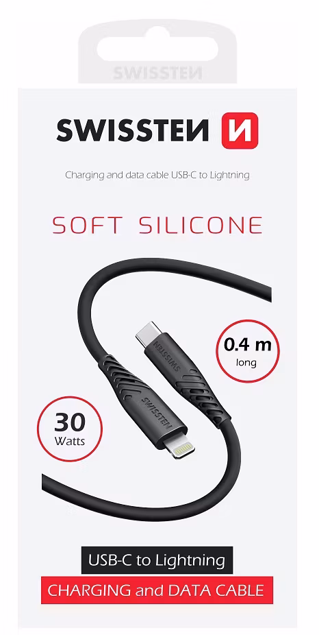 Swissten Soft Silicone USB-C/Lightning 0,4m