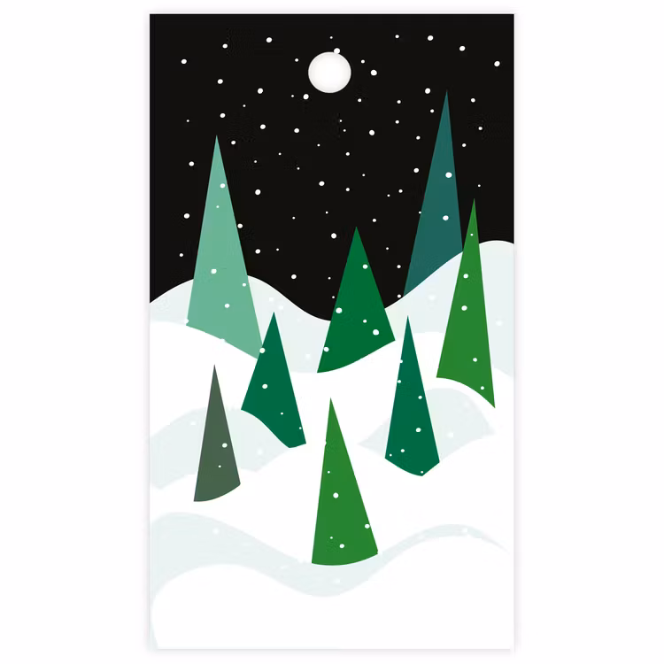 Litet kort - granar i snö