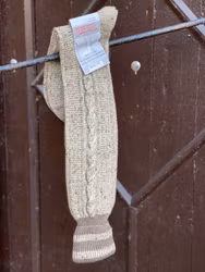 Knälång ullstrumpa , ljus beige 912