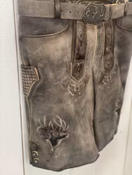 Maddox lederhosen med bälte och hängsle " Urgsee-St-G Antik " , Coffee