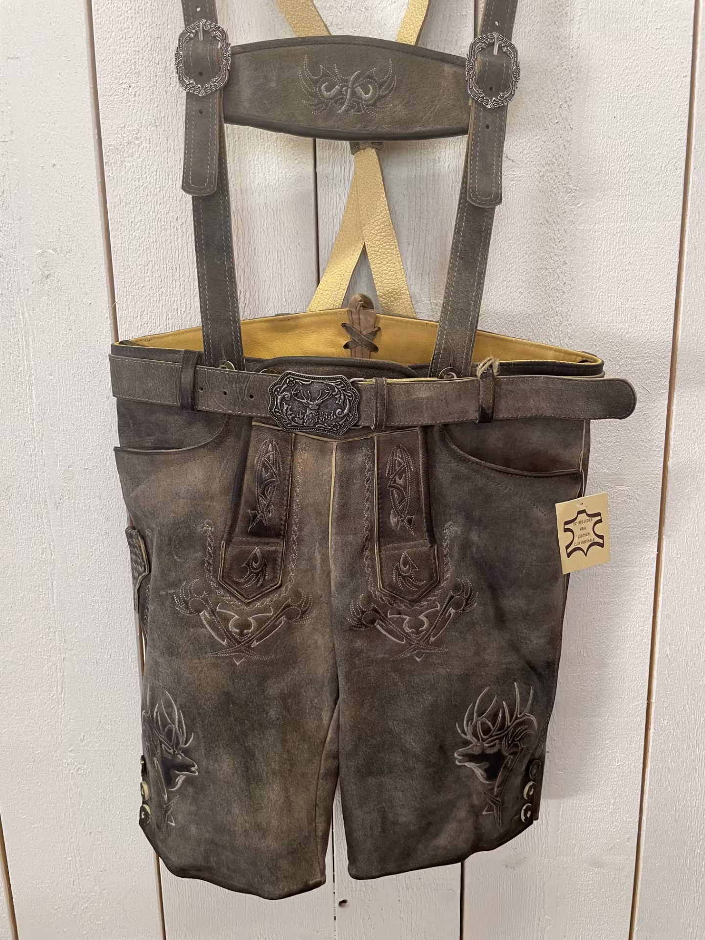 Maddox lederhosen m bälte och hängsle " Urgsee-St-G Antik " , Coffee