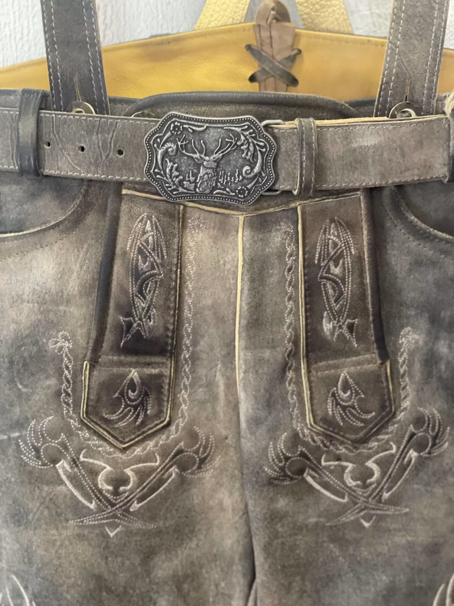 Maddox lederhosen m bälte och hängsle " Urgsee-St-G Antik " , Coffee