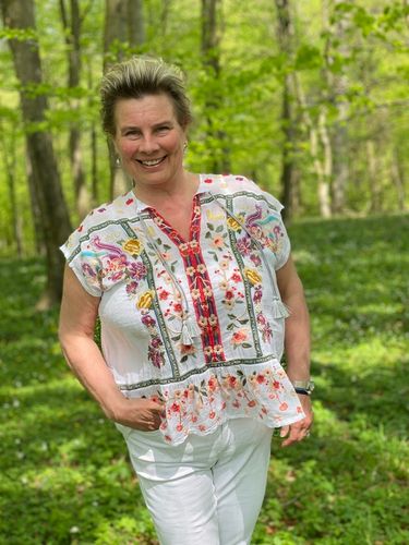 Johnny Was kortärmad broderad blus