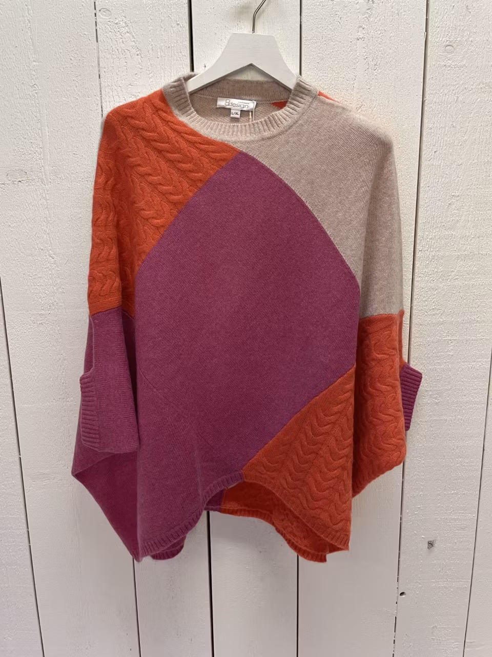 8design "Lyx Poncho" cerise/orange/ljusrosa
