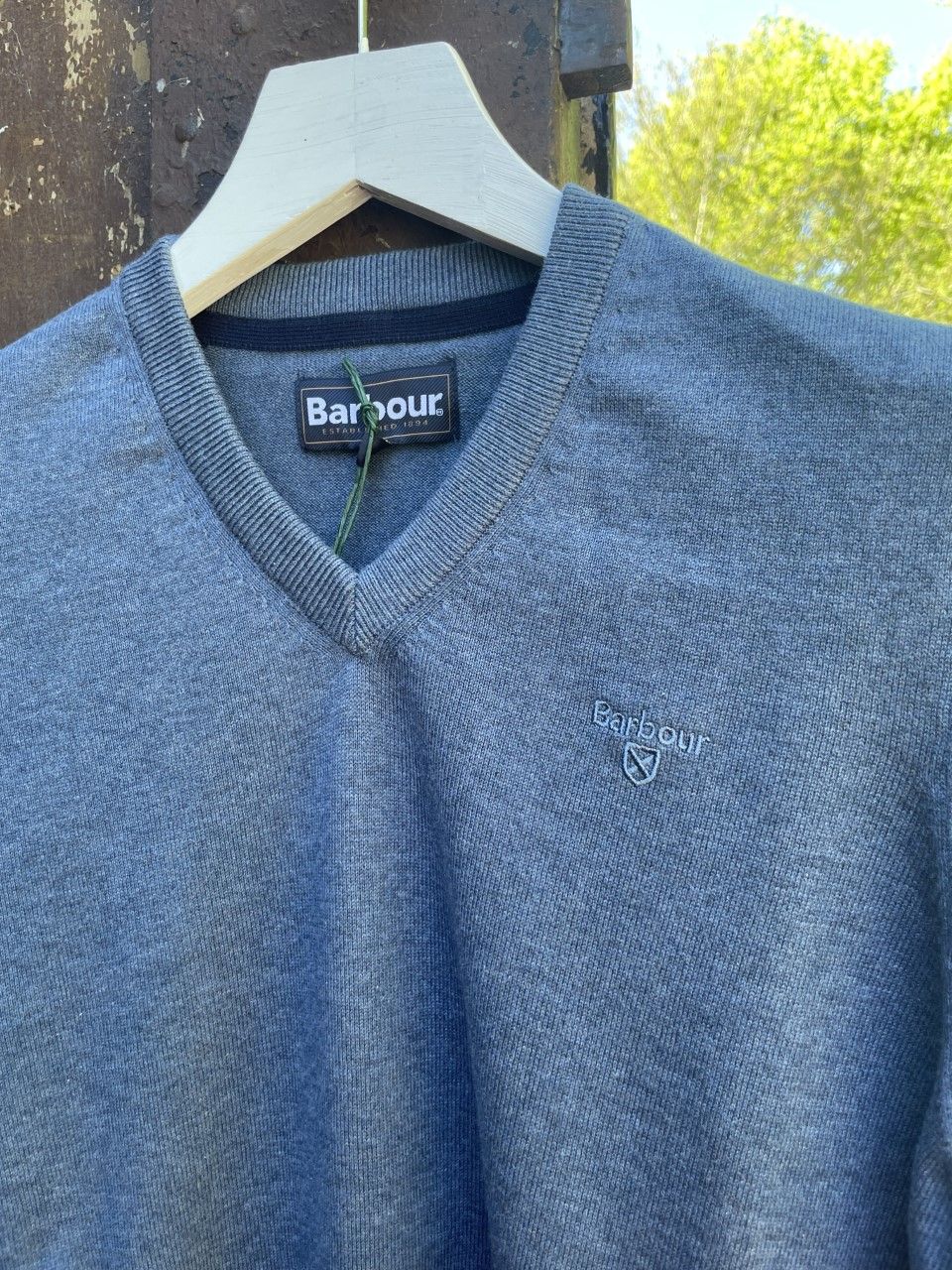 Barbour V-ringad bomullströja , Dark Chambray