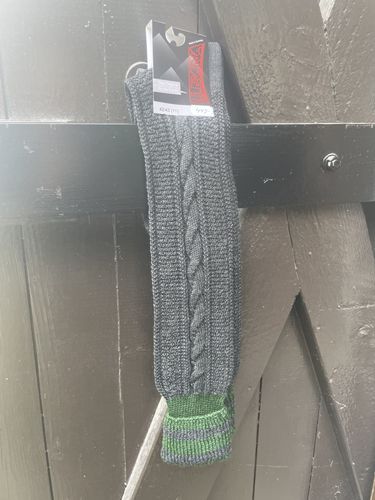 Knälång ullstrumpa , antracit / grön 0219