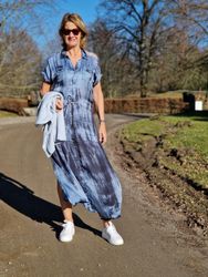 Ananke långklänning "nät"  blue