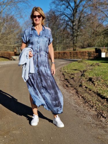 Ananke långklänning "nät"  blue