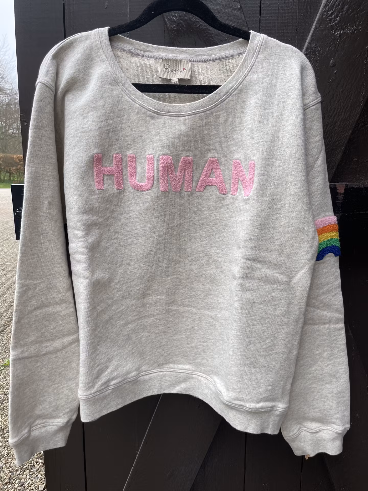 Rosas Collagetröja "HUMAN" Grey Melange