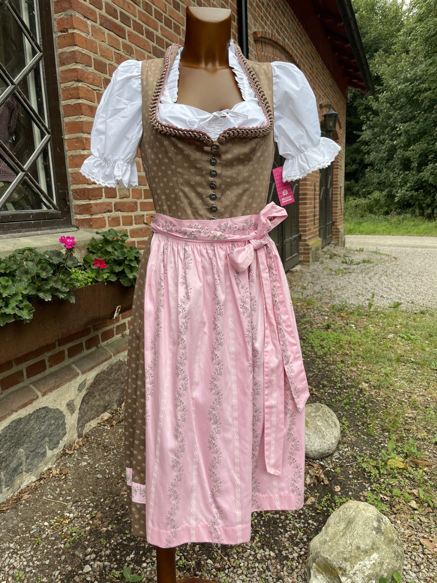 Moser "Nicki " Dirndlklänning , brun / rosa