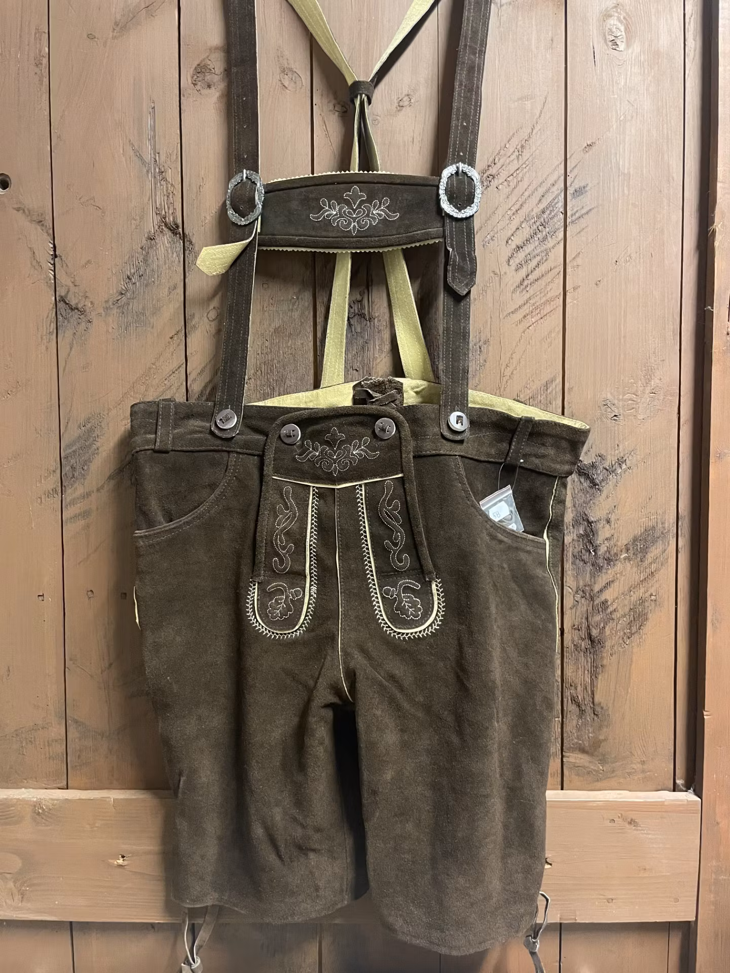 RL Lederhosen med hängsle , espresso brun