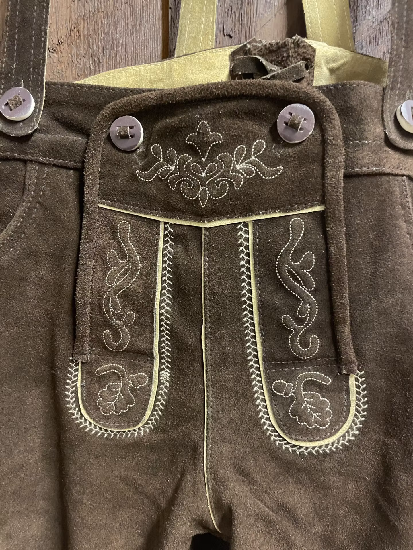RL Lederhosen med hängsle , espresso brun