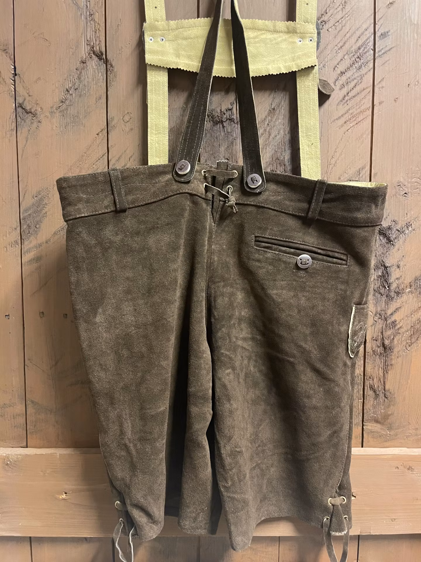 RL Lederhosen med hängsle , espresso brun