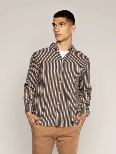 Mos Mosh " Theo Stripe Shirt " , Navy