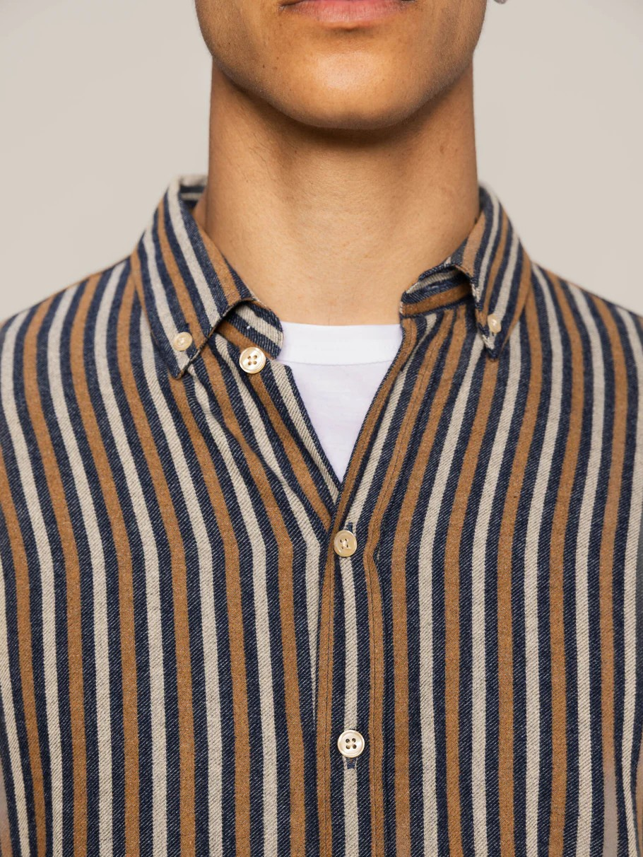 Mos Mosh " Theo Stripe Shirt " , Navy