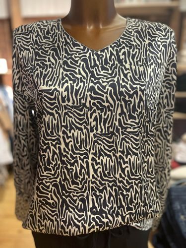 Max Volmary blus " abstrakt mönster " , Marin/creme