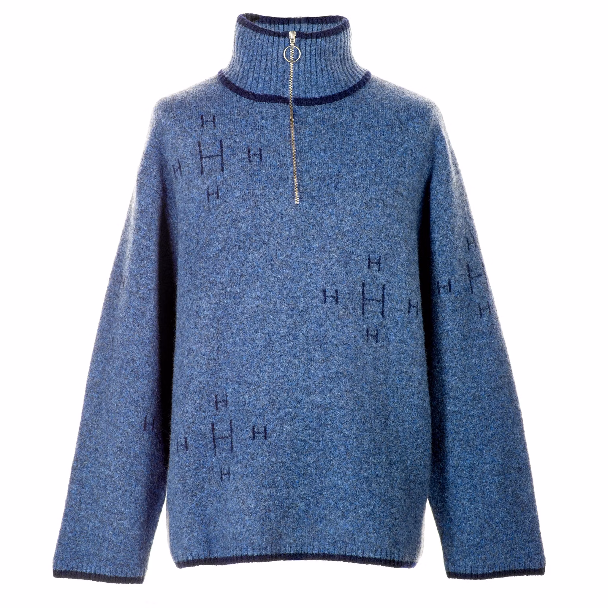 HÉST Herr " IBEN Zip Sweater " , Blue w Navy